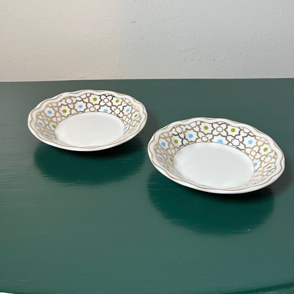 Weisenberg Germany Starburst Fine Porcelain Vintage 1940s Pair Tea Bag Holders - Picture 4 of 9